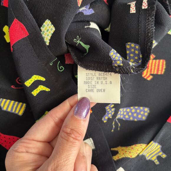 David Dart Collection Vintage Black Clothing Print Shift Dress Women’s Medium - Picture 6 of 8
